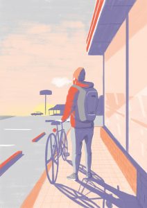 Morning glow illustration, soft color art.