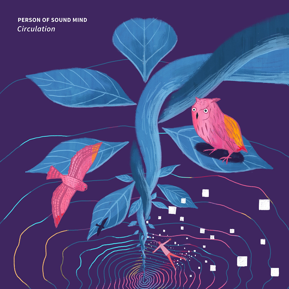 An owl sits atop a plant that appears to be in outer space